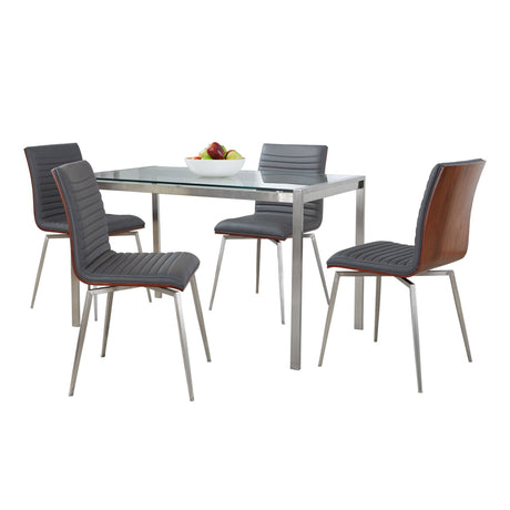 Fuji - Mason Swivel Dining Set Dining Set - Brushed Stainless Steel