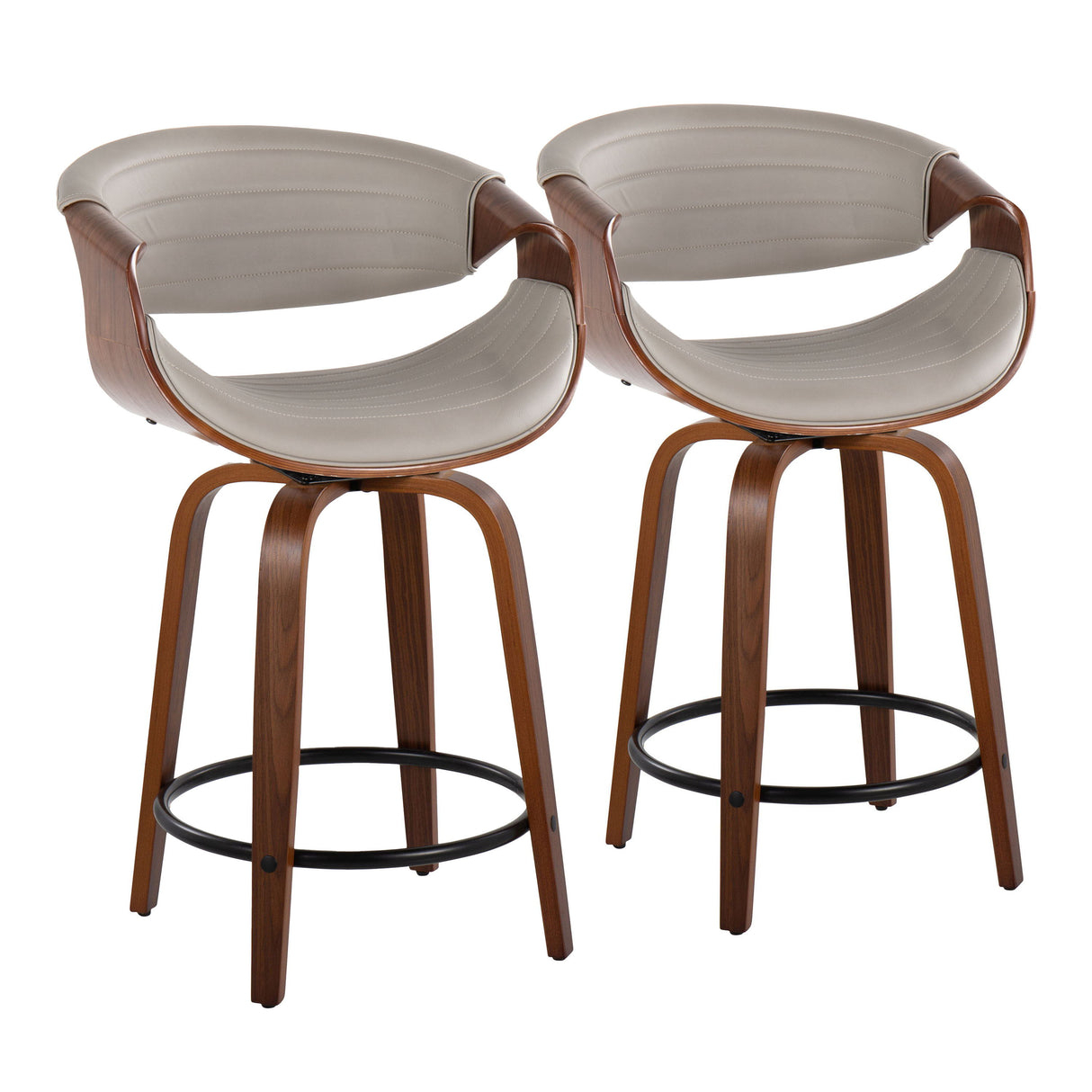 Symphony - Mid Century Modern Fixed Height Counter Stool With Swivel With Round Footrest (Set of 2)