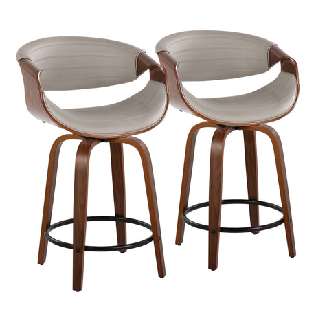 Symphony - Mid Century Modern Fixed Height Counter Stool With Swivel With Round Footrest (Set of 2)