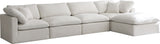 Plush - Velvet Standart Comfort Modular Sectional 5 Piece - Cream - Fabric