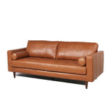 Mid-Century Tufted, Leather Sofa