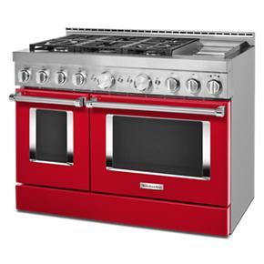 KitchenAid 48'' Smart Commercial-Style Gas Range With Griddle - Passion Red