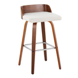 Maya - 30" Fixed-Height Barstool (Set of 2) - Walnut & Silver Base