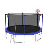 14Ft For Kids Children With Safety Enclosure Net Outdoor Backyards Large Recreational Trampoline - Blue