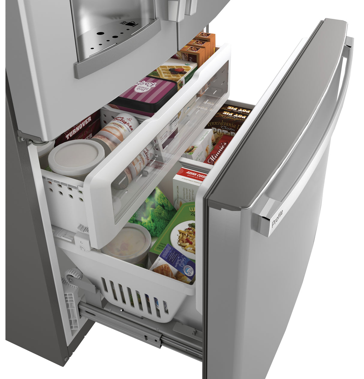 GE Profile(TM) Series ENERGY STAR(R) 22.1 Cu. Ft. Smart Counter-Depth Fingerprint Resistant French-Door Refrigerator with Keurig(R) K-Cup(R) Brewing System - (PYE22PYNFS)