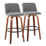 Toriano - 30" Faux Leather Fixed-Height Barstool (Set of 2) - Walnut & Chrome Base