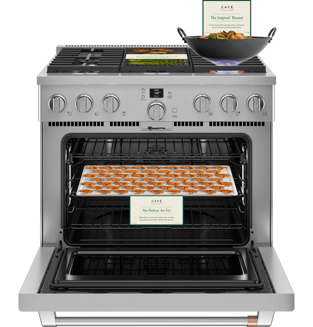 Caf(eback)(TM) 36" Smart Dual-Fuel Commercial-Style Range with 6 Burners (Natural Gas) - (C2Y366P2TS1)