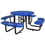 Round Outdoor Steel Picnic Table With Umbrella Pole