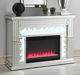 Gilmore - Mirrored Freestanding Electric Fireplace - Silver