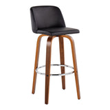 Toriano - 30" Fixed-Height Barstool (Set of 2) - Walnut & Chrome Base