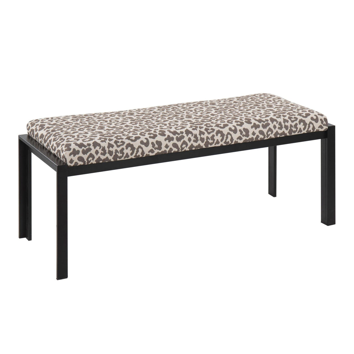 Fuji - Bench - Black Metal And Beige Leopard Fabric