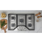 GE(R) 30" Built-In Gas Cooktop with 5 Burners and Dishwasher Safe Grates - (JGP5030SLSS)