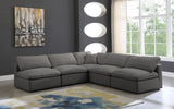 Plush - Velvet Standart Comfort 5 Piece Modular Sectional - Grey - Fabric