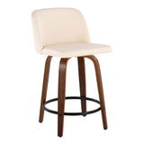 Toriano - 24" Fixed-height Faux Leather Counter Stool (Set of 2) - Beige