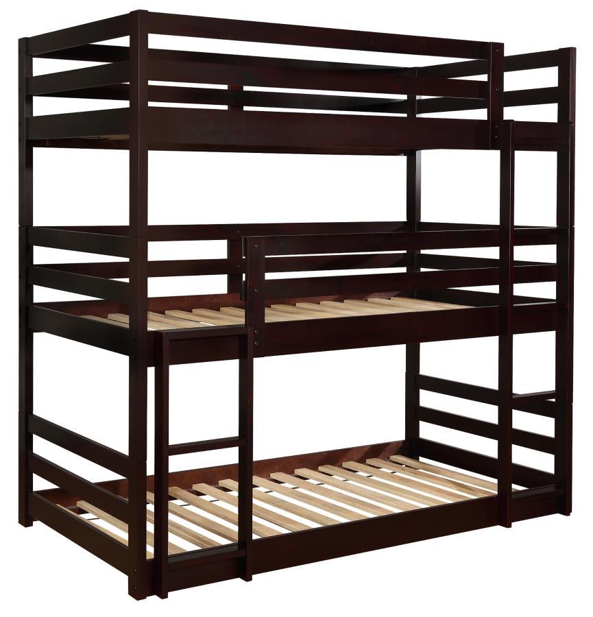 Sandler - Twin Triple Bunk Bed - Cappuccino