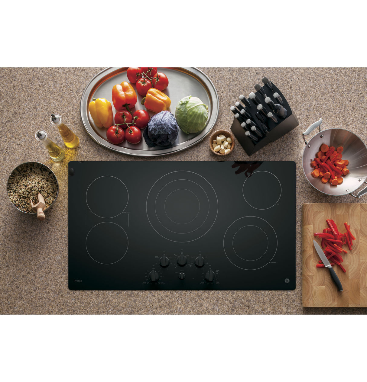 GE Profile(TM) 36" Built-In Knob Control Cooktop - (PP7036DJBB)