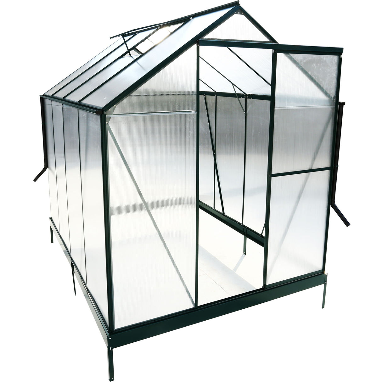 Polycarbonate Greenhouse, Heavy Duty Outdoor Aluminum Walk-In Green House Kit With Rain Gutter, Vent And Door For Backyard Garden