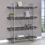 Grimma - 4-Shelf Bookcase - Rustic Gray Herringbone