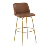 Toriano - 30" Fixed-Height Barstool (Set of 2) - Gold Base