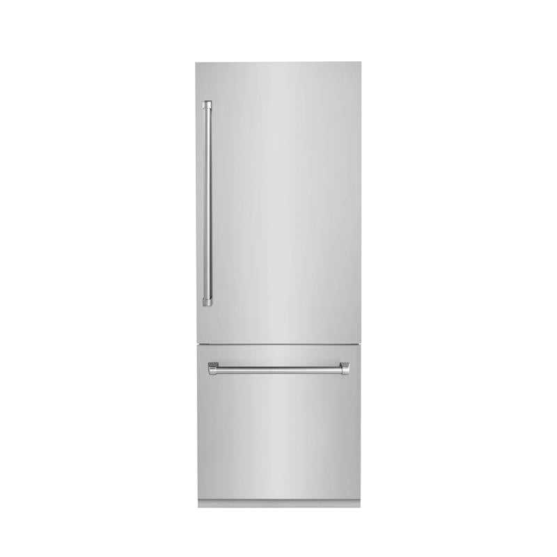 ZLINE 30" 16.1 cu. ft. Built-In 2-Door Bottom Freezer Refrigerator with Internal Water and Ice Dispenser in Stainless Steel (RBIV-304-30) - (RBIV30430)