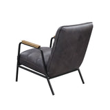 Nignu - Accent Chair - Gray Top Grain Leather & Matt Iron Finish