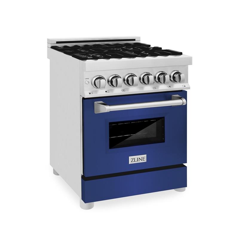 ZLINE 24 in. Professional Dual Fuel Range with Color Door Options (RA24) [Color: Blue Matte] - (RABM24)