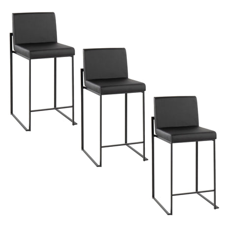 Fuji - High Back Counter Stool - Black Legs