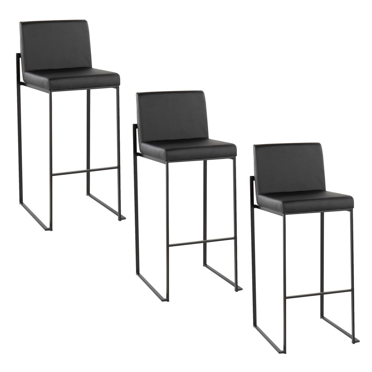 Fuji - High Back Barstool - Black Steel Legs