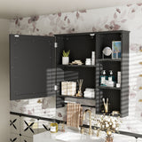 Wall Mounted Bathroom Storage Cabinet, Medicine Cabinets With Large Mirror Door, Adjustable Shelves And Three Open Storage Levels(Not Include Bathroom Vanity)