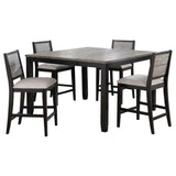 Elodie - 5 Piece Extension Leaf Counter Dining Set Black - Gray