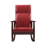 Raina - Rocking Chair - Red PU & Espresso Finish