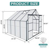 Double Door Polycarbonate Greenhouse Raised Base And Anchor Aluminum Heavy Duty Walk In Greenhouses For Outdoor Backyard In All Season