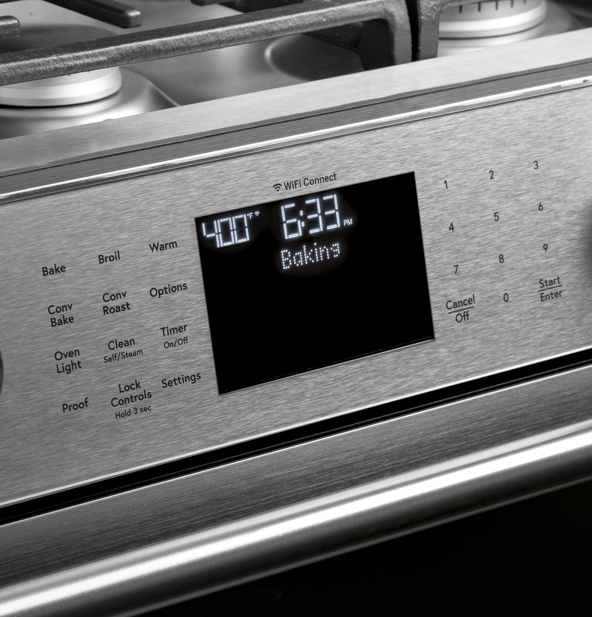 Caf(eback)(TM) 30" Smart Slide-In, Front-Control, Gas Range with Convection Oven in Platinum Glass - (CGS700M2NS5)