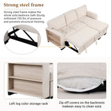 Stylish And Functional Light Chaise Lounge Sectional With Storage Rack Pull-Out Bed Drop Down Table And USB Charger