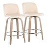 Toriano - Modern Design Fixed Height Counter Stool With Swivel With Round Footrest (Set of 2)