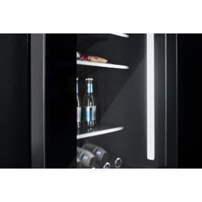 24" Noir Under Counter Glass Door Refrigerator, Left Swing