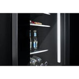 24" Noir Under Counter Glass Door Refrigerator, Left Swing