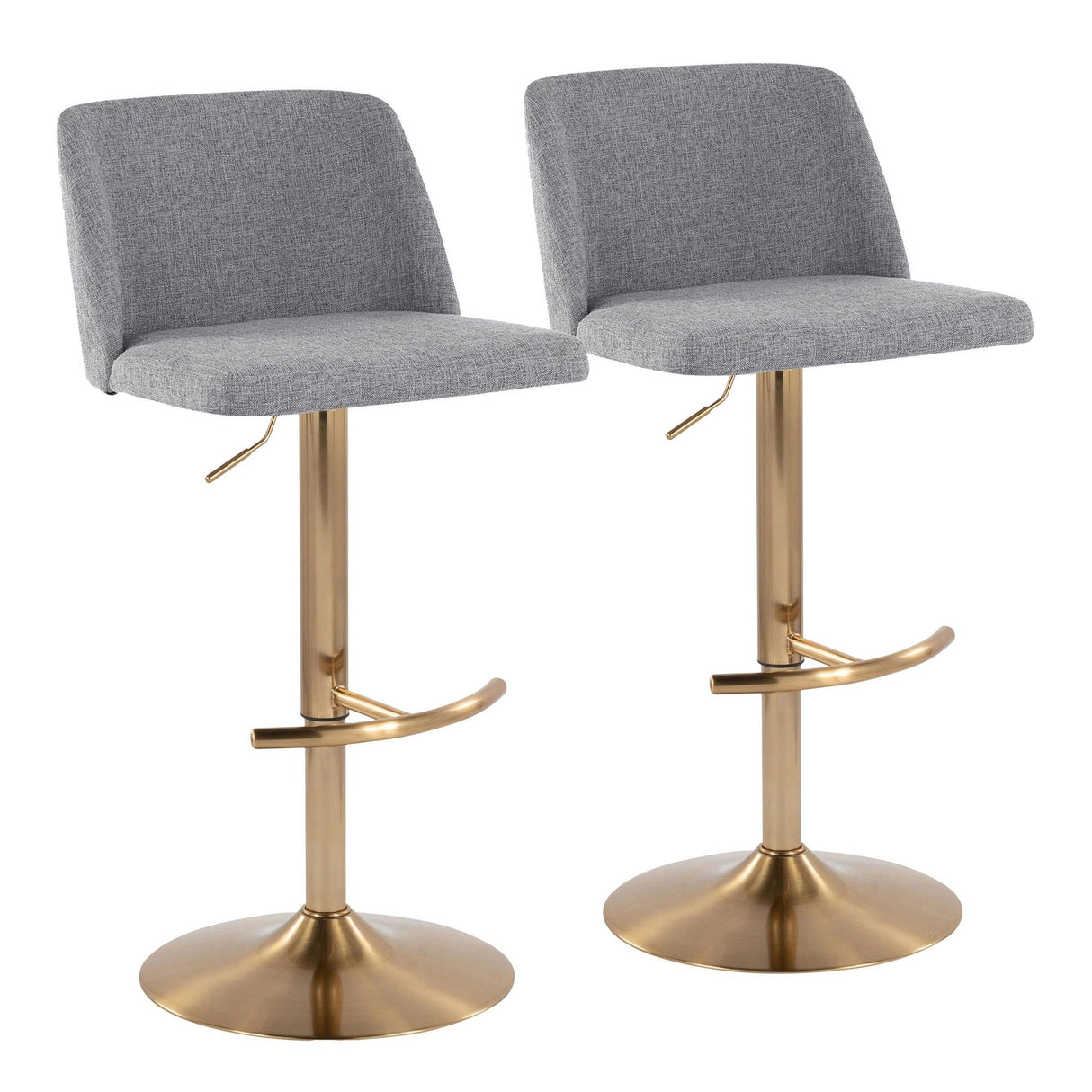 Toriano - Adjustable Barstool (Set of 2) - Gold Base