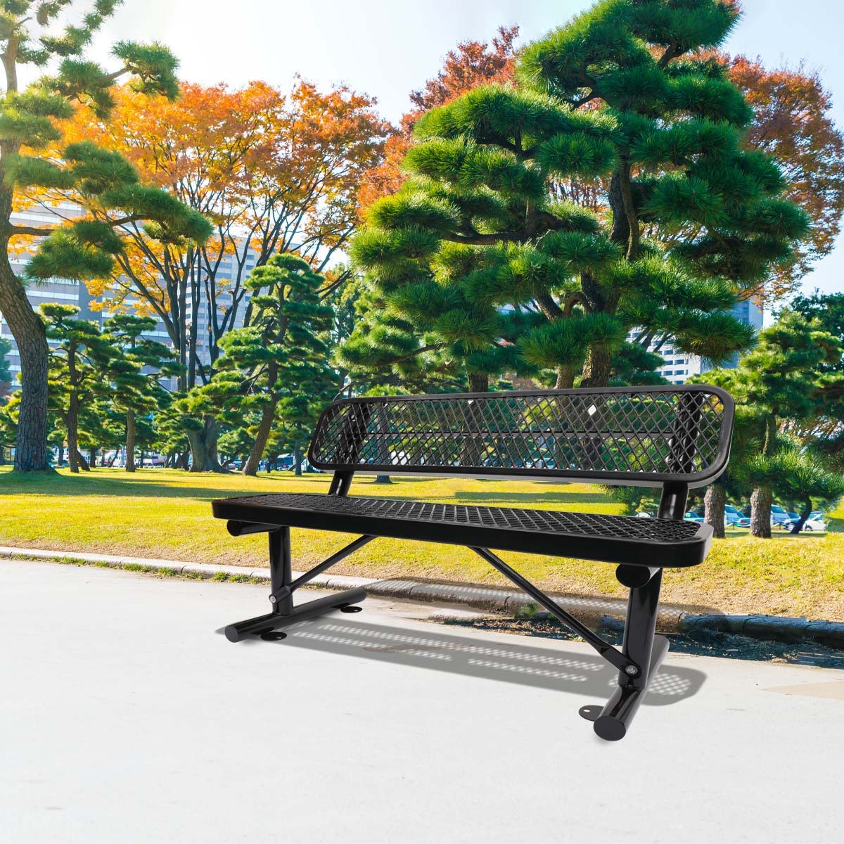 Outdoor Steel Bench With Backrest