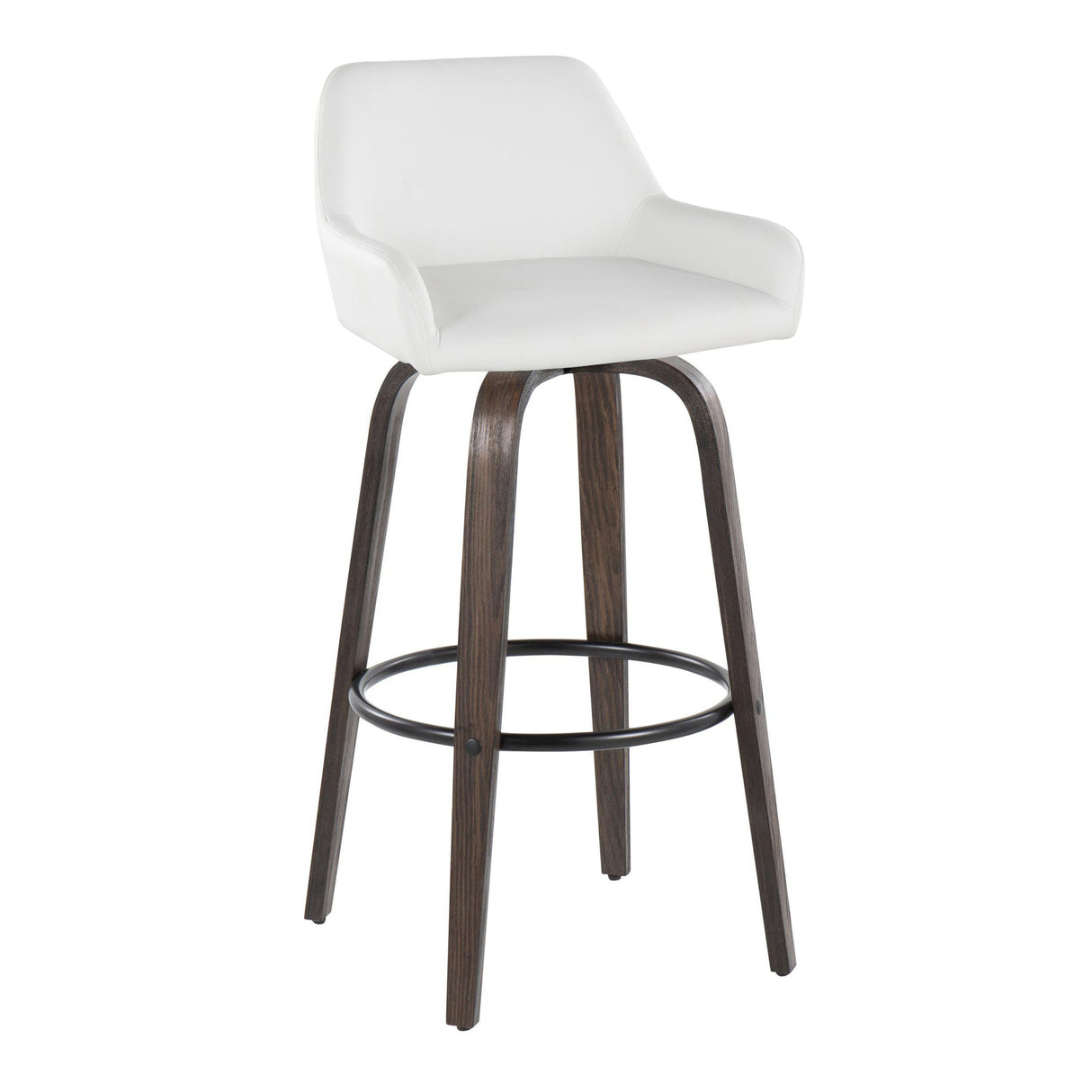 Daniella - Contemporary Fixed Height, Barstool With Swivel With Round Footrest (Set of 2)