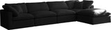 Plush - Velvet Standart Comfort Modular Sectional 5 Piece - Black - Fabric