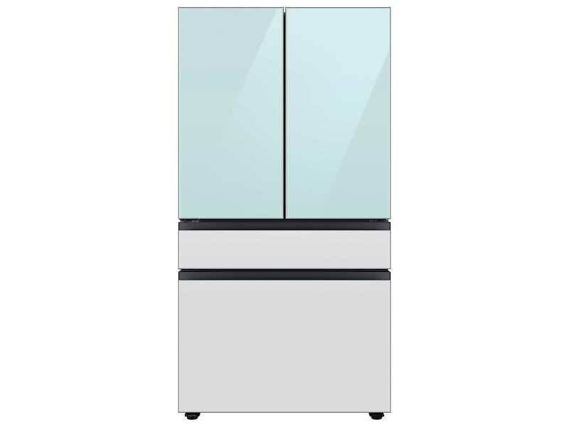 Bespoke 4-Door French Door Refrigerator (29 cu. ft.) with Beverage Center(TM) in Morning Blue Glass Top Panels and White Glass Middle and Bottom Panels - (RF29BB86004MAA)