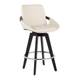 Cosmo - Contemporary Fixed Height Counter Stool With Swivel And Round Footrest (Set of 2)