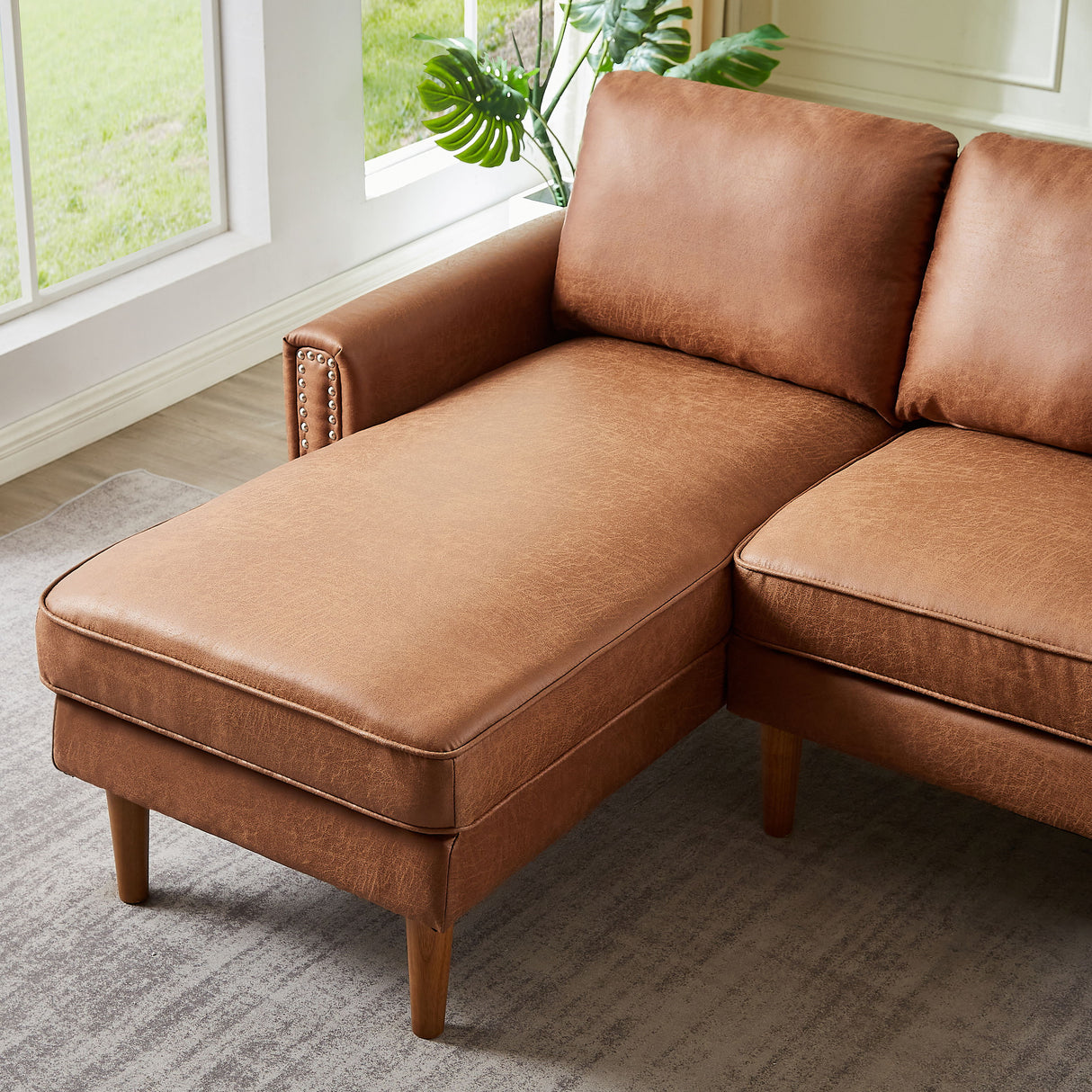 L-Shape Sofa Couch With Chais Mid-Century, Strong Leg And Design That Will Complement Any Living Space, Left Chaise