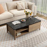 Modern Farmhouse Double Drawer Coffee Table For Living Room Or Office Marble Texture