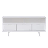 Mid-Century Modern Minimalist 3 Drawer Corner TV Stand For TVs Up To 58 - White