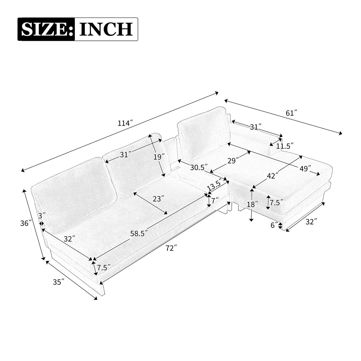 L-Shaped Sofa Sectional Sofa With Two USB Ports And Two Power Sockets, A Storage Drawer And A Reversible Chaise Lounge For Living Room