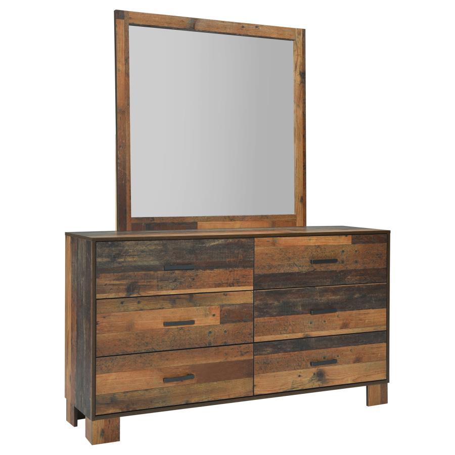 Sidney - 6-Drawer Dresser With Mirror - Rustic Pine