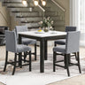 5-Piece Counter Height Dining Table Set With One Faux Marble Top Dining Table And Four Velvet Upholstered Chairs