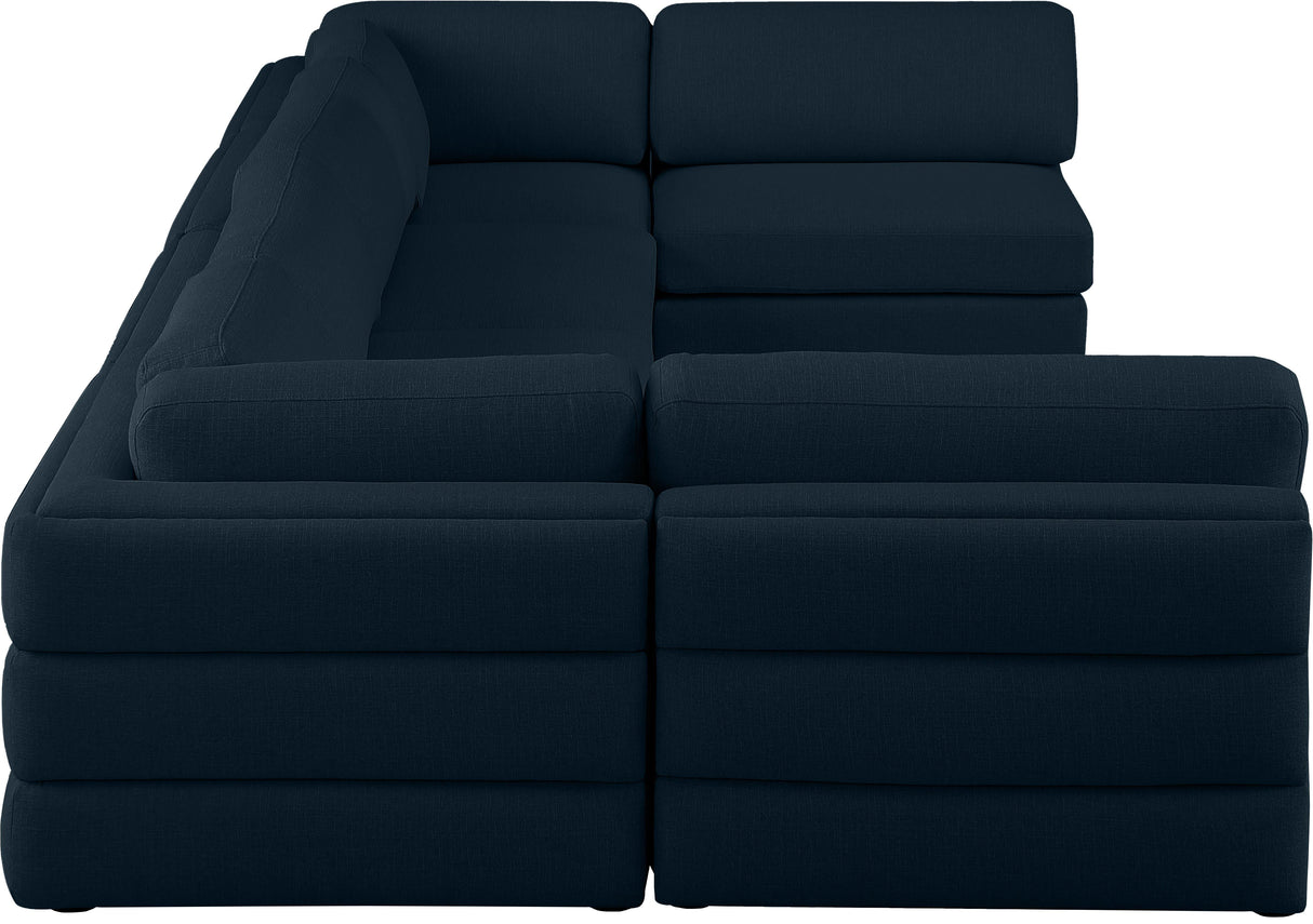 Beckham - Modular Sectional 6 Piece - Navy - Fabric